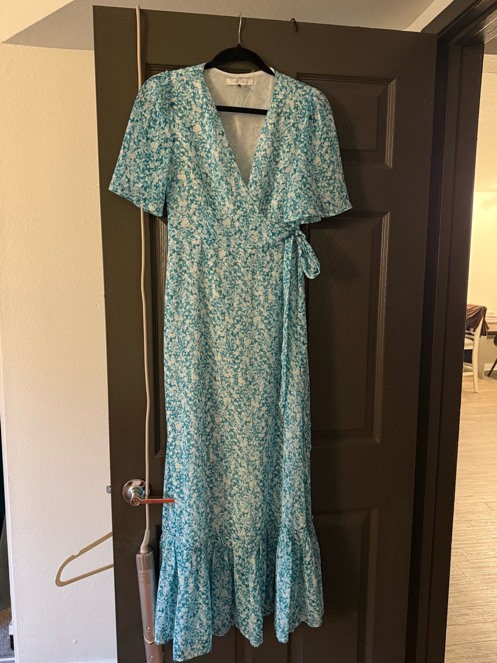 Women's Blue Floral Wrap Dress